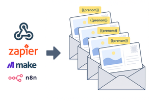 Envoyer automatiquement des cartes via Zapier, n8n, Make