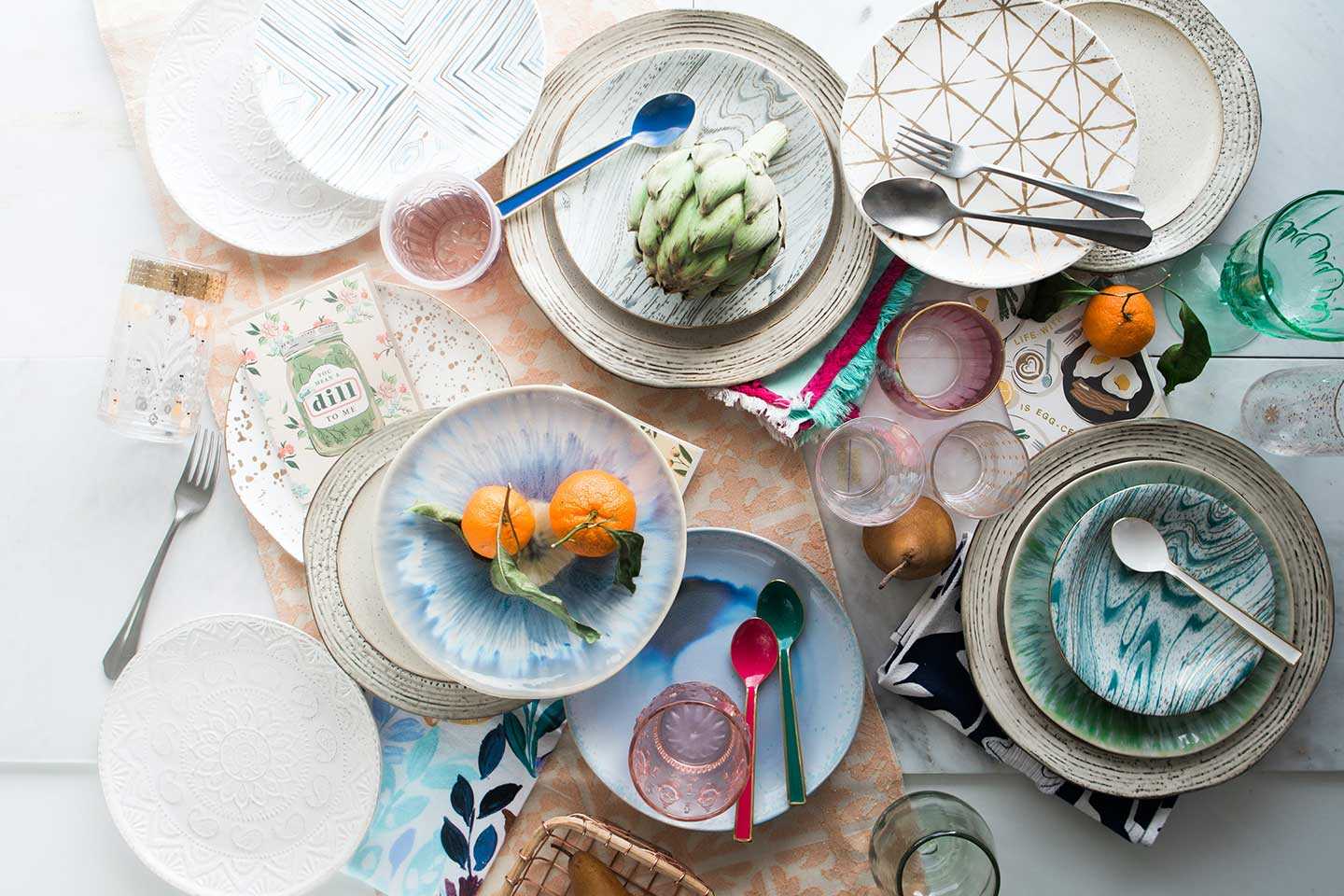 Mismatched crockery