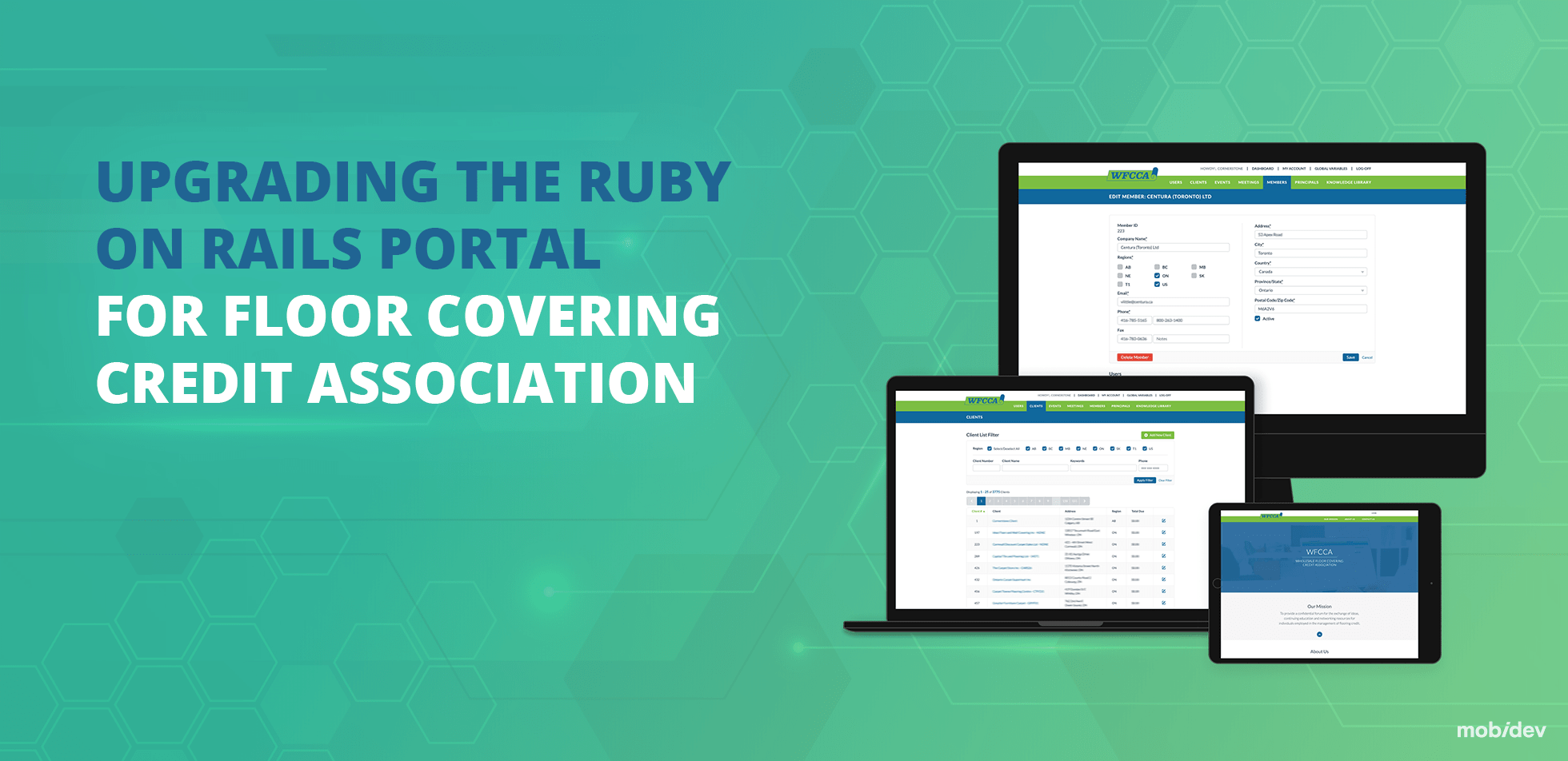 UPGRADING THE RUBY ON RAILS PORTAL FOR FLOOR COVERING CREDIT ASSOCIATION -  MobiDev, image size:1960x952