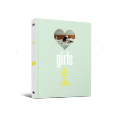 Mint green book cover with a cut-out of a heart and the text GIRLS