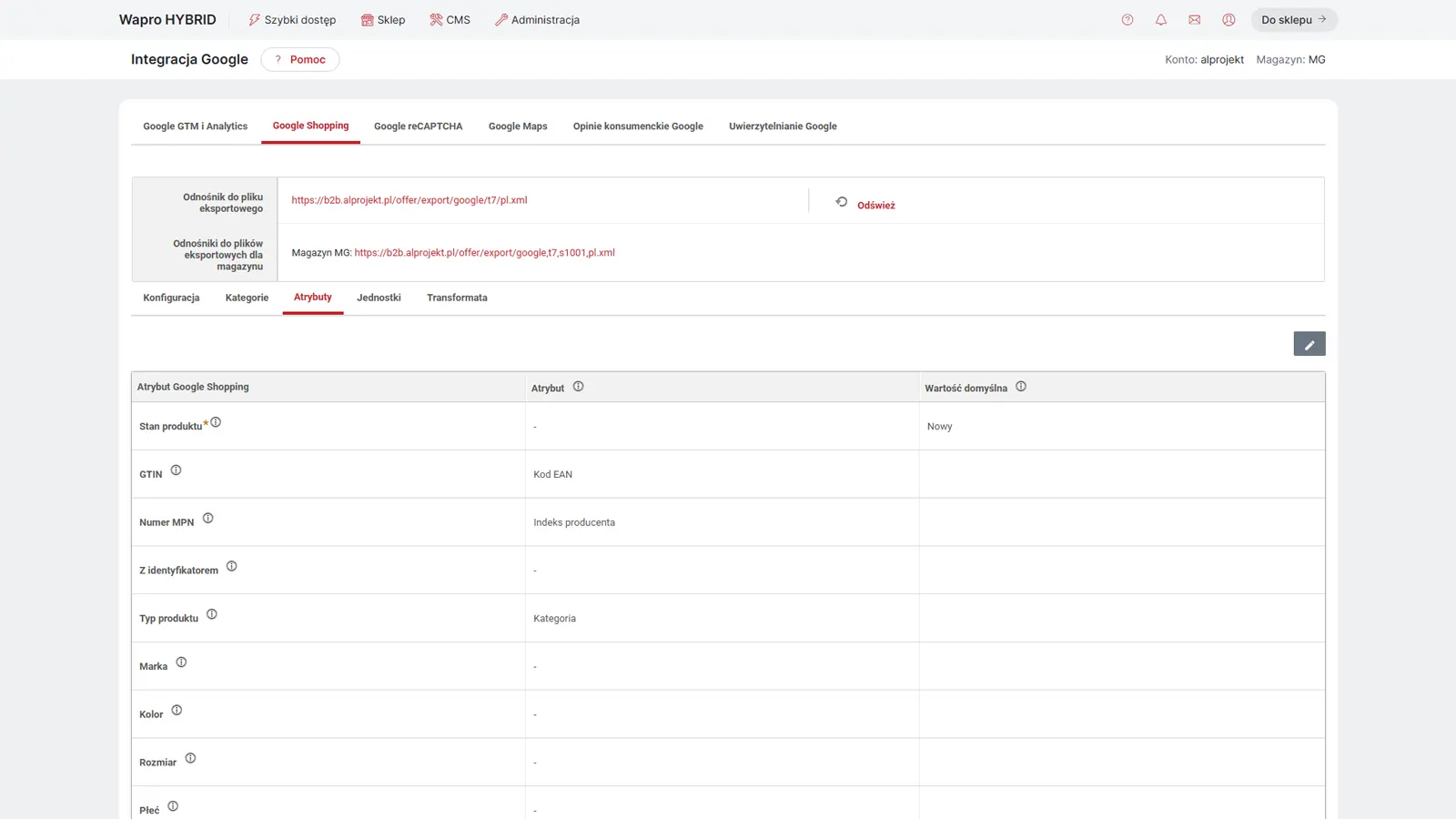 Integration with Google Merchant