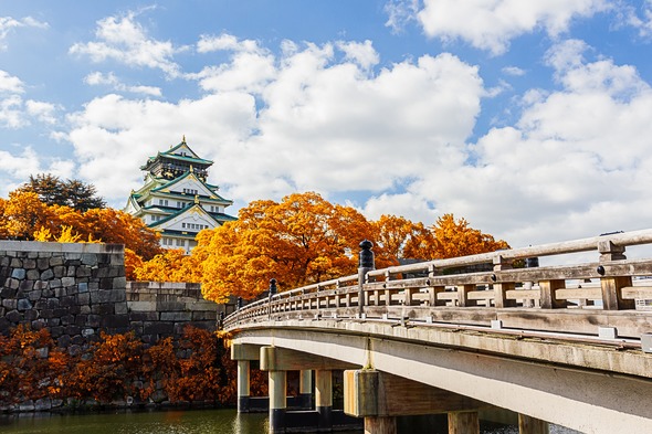 Osaka castle in autumn