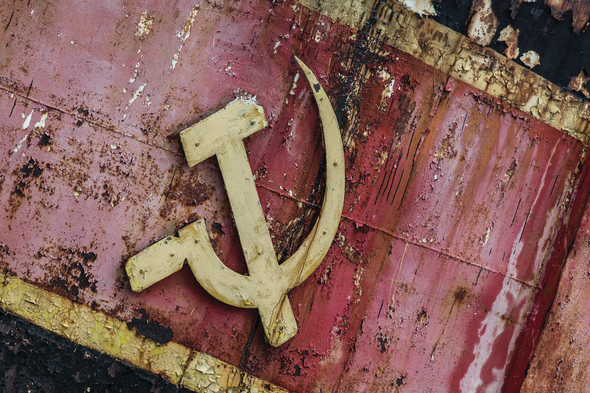 Soviet shipwreck in Lavrova Bay, Russia
