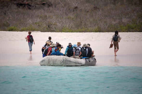 Silver Galapagos - Zodiac making wet landing on Española