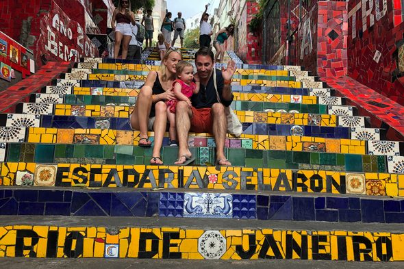Alex and Lynsey on the Escadaria Selaron, Rio de Janeiro
