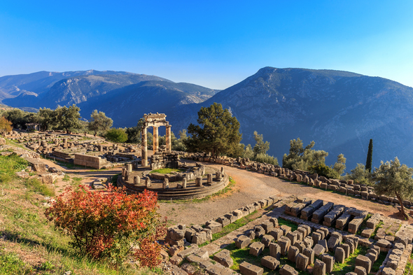 Temple in Ancient Delphi, Greece