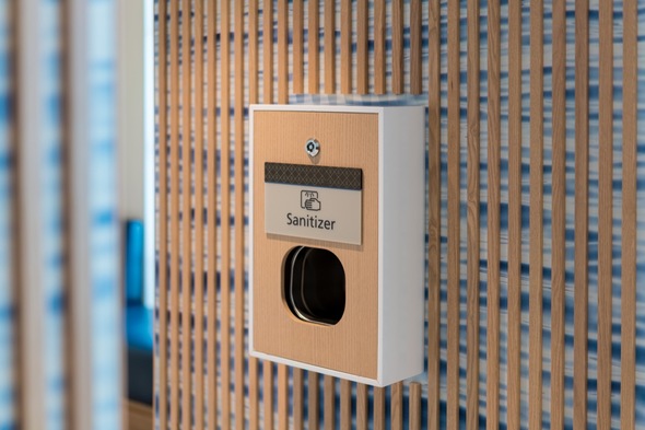 Hand sanitiser on a cruise ship