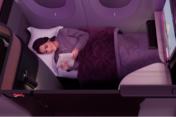 Business Class flatbed seat on Qatar Airways