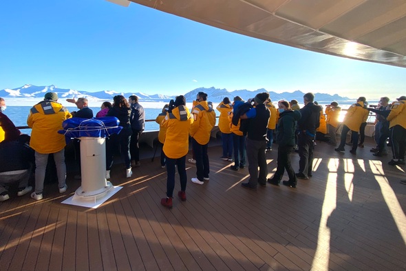 Wildlife viewing from the deck of Quark Expeditions' Ultramarine