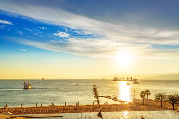 Sunset over the Red Sea, Aqaba, Jordan