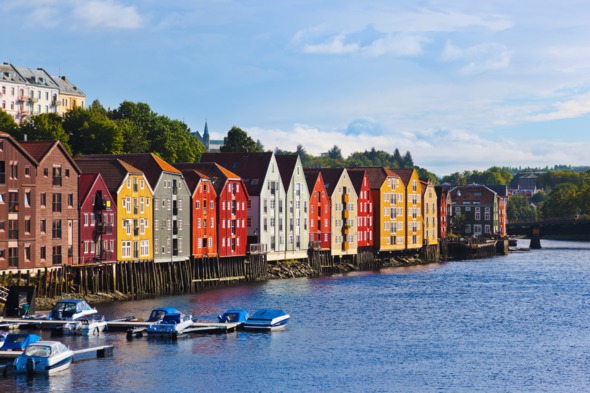 Waterfront buildings in Trondheim, Norway