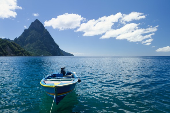 Boat near the Pitons, Saint Lucia