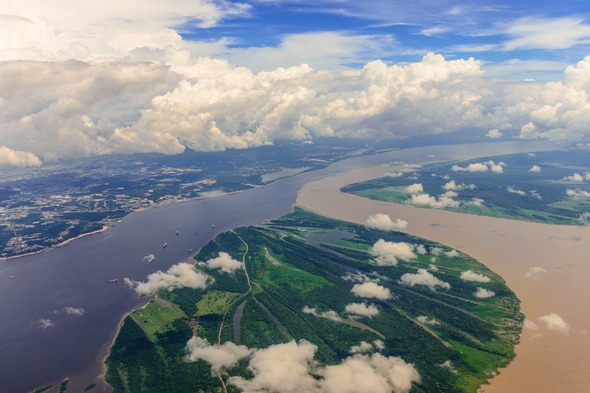 Confluence of the Amazon and Rio Negro at Manaus