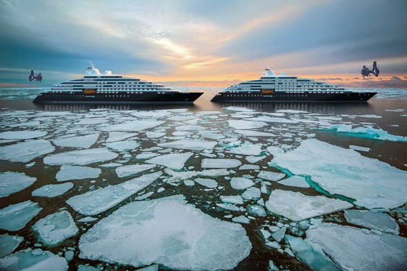 Artist's impression of Scenic Eclipse I and II in the Arctic