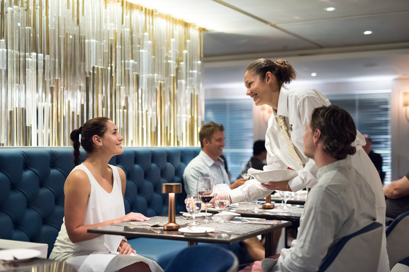 Diners in the Yacht Club on board Crystal Esprit