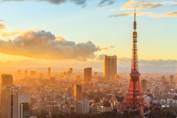 Tokyo skyline at sunset