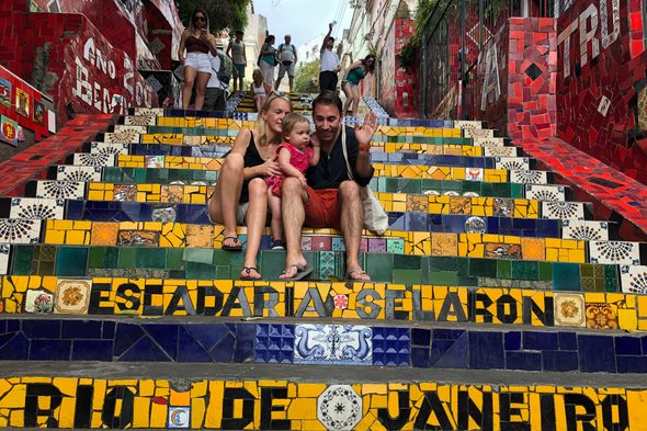 Alex, Lynsey & Sophia on the Escadaria Selaron, Rio de Janeiro