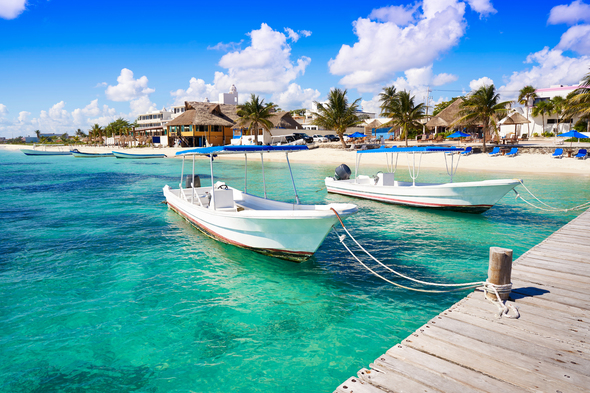 Boats in Puerto Morelos, Mexico