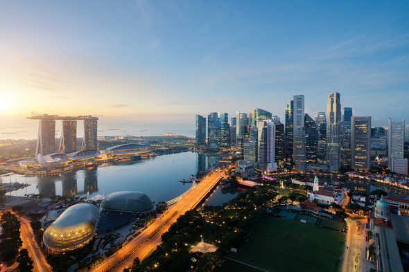 Singapore skyline at dusk