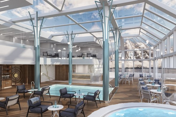 The solarium on Crystal Endeavor, set to launch in 2020