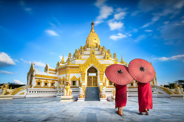 Buddha tooth relic pagoda in Yangon, Myanmar