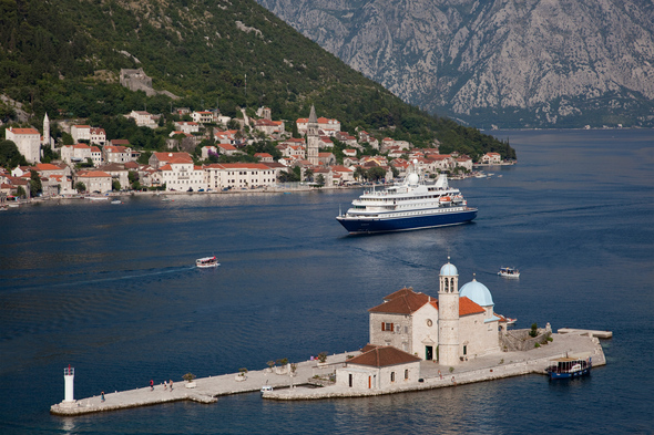 SeaDream Yacht Club in the Bay of Kotor, highlight of a Greece, Montenegro & Croatia cruise