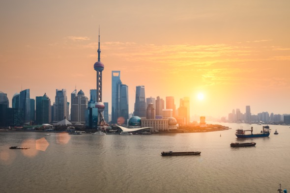 Sunset over Shanghai, China