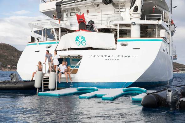 Group of friends cruising on Crystal Esprit