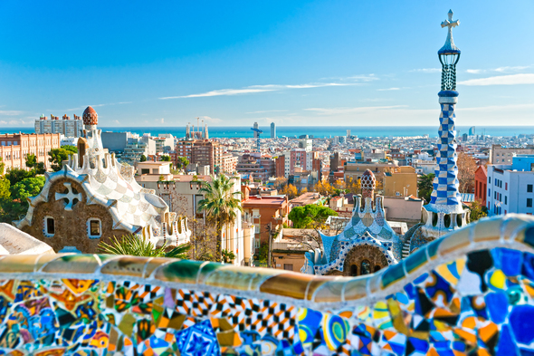 Sea view from Parc Guell, Barcelona, Spain