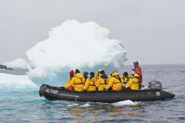 Quark Expeditions: Guests on a Zodiac in Antarctica