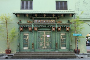 Old temple door in George Town, Penang