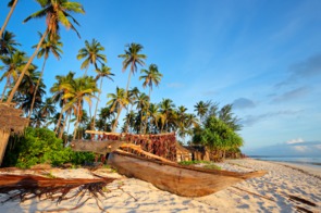 Dhow on the beach in Zanzibar, Tanzania