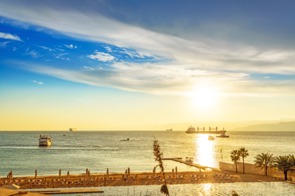 Sunset over the Red Sea, Aqaba, Jordan