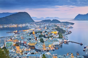 Aerial view of Alesund, Norway