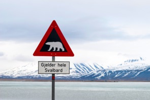 Polar bear warning sign, Svalbard