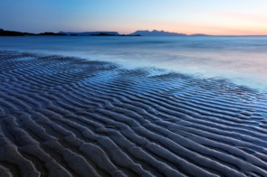 View of Eigg and Rum from Camusdarach beach, Scotland