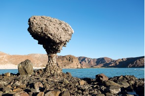 Balancing rock on Balandra Beach, La Paz, Mexico