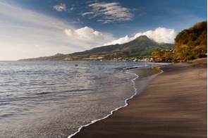 Black sand beach in Saint Pierre, Martinique