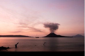 Sunset over Anak Krakatau, Indonesia