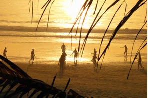 Football on the beach in Gambia