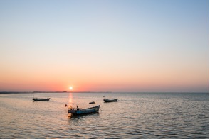 Fishing boats off the coast of Yantai, China