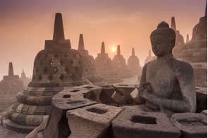 Sunrise over Borobudur, Indonesia