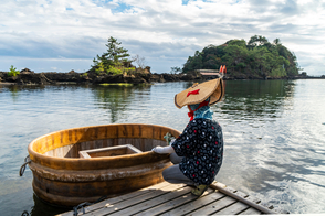 Tub boats on Sado Island, Japan