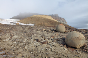 Stone spheres on Champ Island, Franz Josef Land, Russia