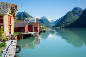 Mundal village, Fjaerlandsfjord, Norway