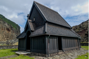 Black church in Heimaey, Westman Islands, Iceland