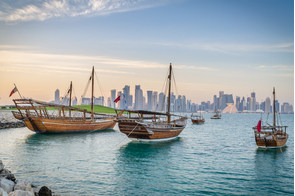 Dhows moored in Doha, Qatar