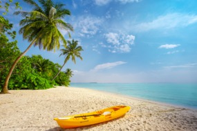 Kayak on the beach in the Maldives