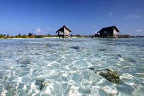 Overwater bungalows in the Maldives