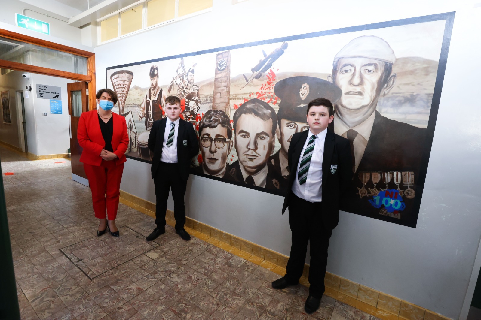 First Minister Arlene Foster visiting Rathfriland High School